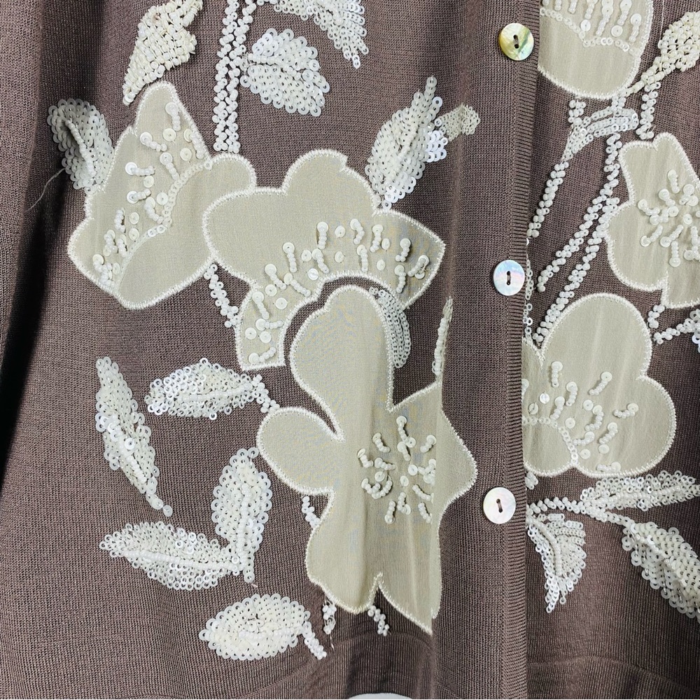 St John Couture Cardigan Beaded Design Wool Blend Knit Women Medium L - Picture 5 of 7